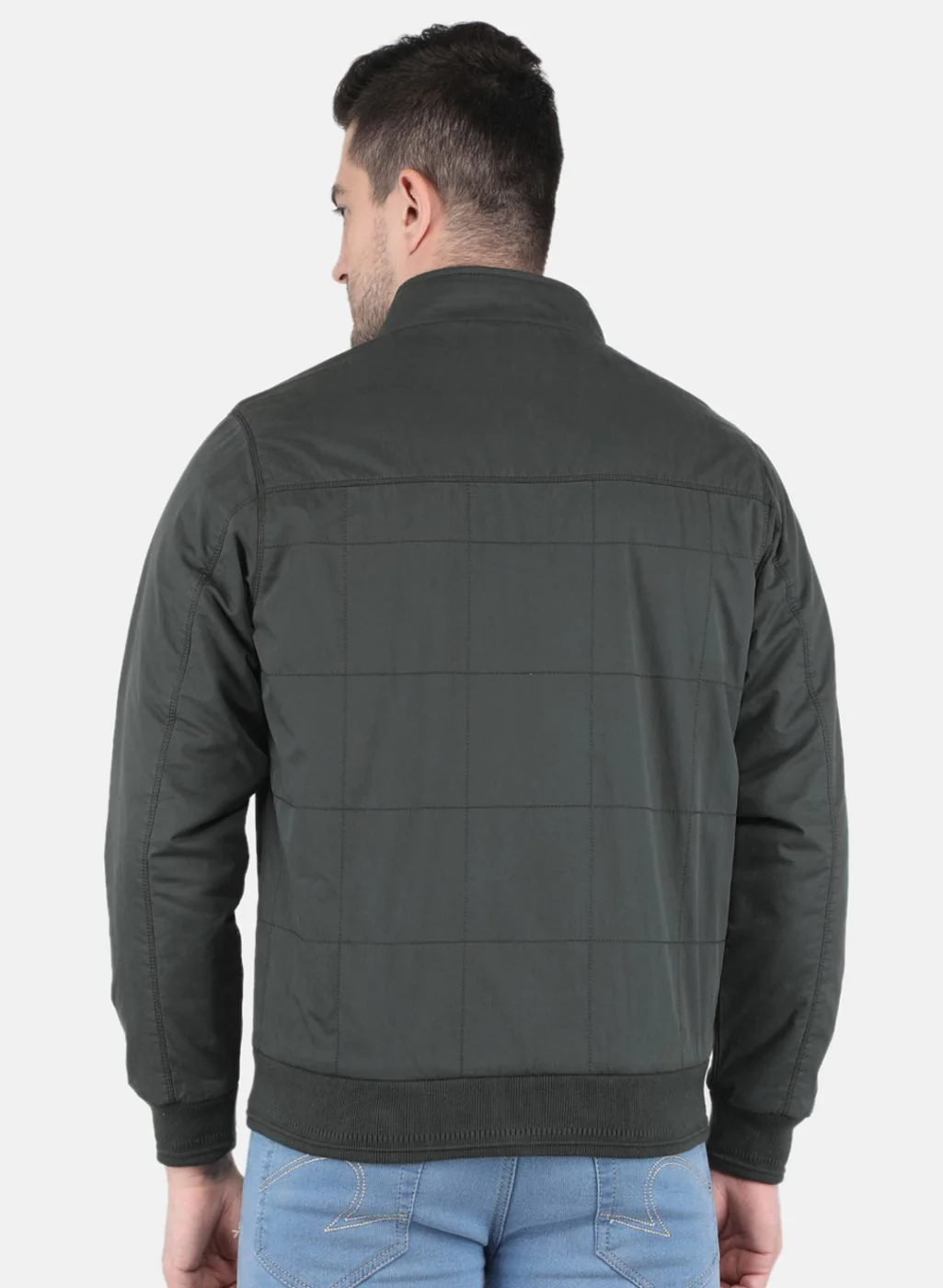 Men Olive Solid Jacket - Image 3