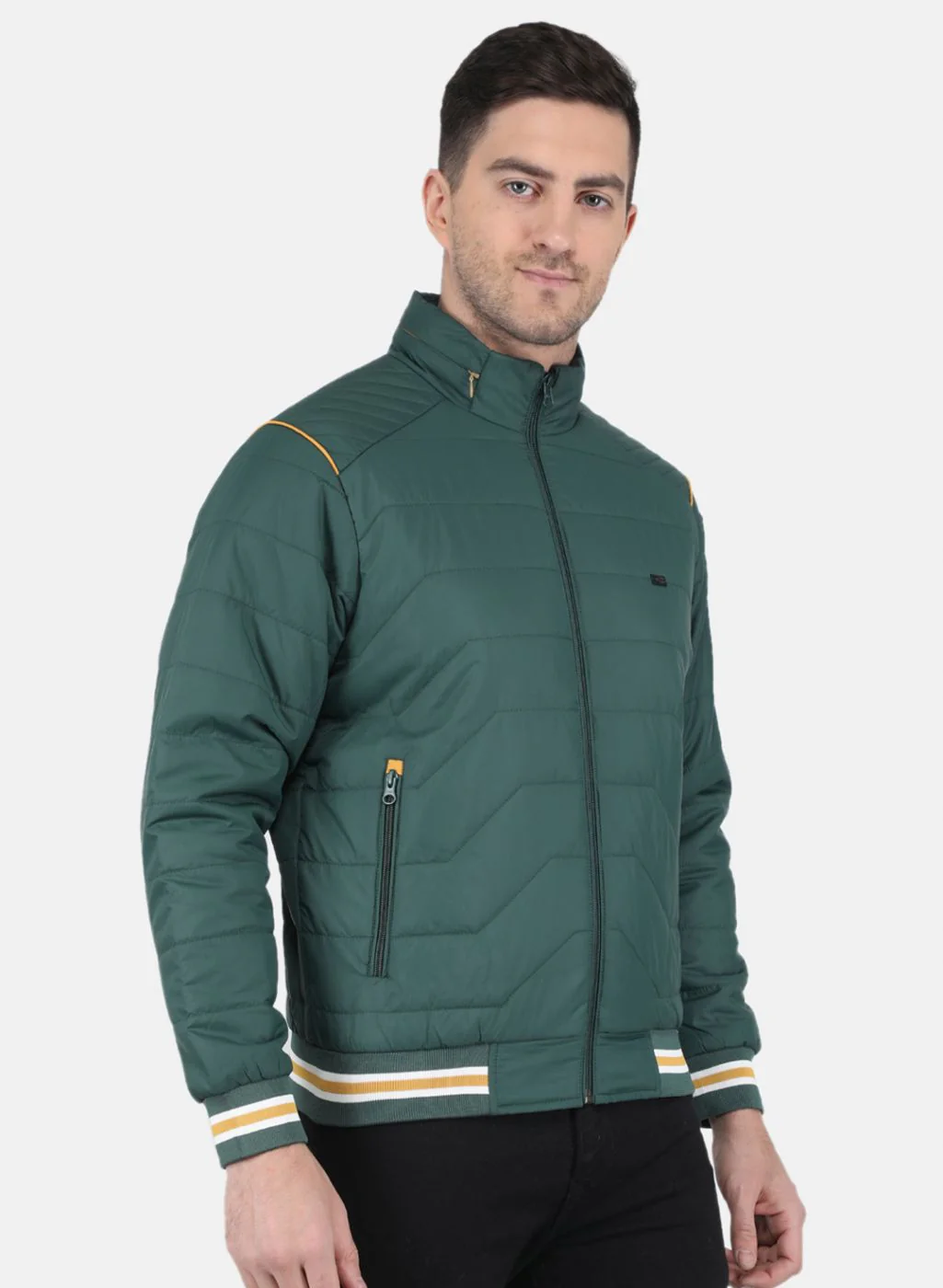 Men Olive Solid Jacket - Image 6