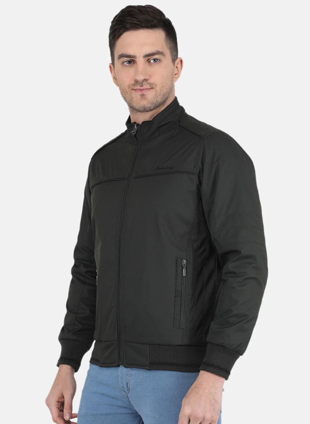 Men Olive Solid Jacket - Image 2