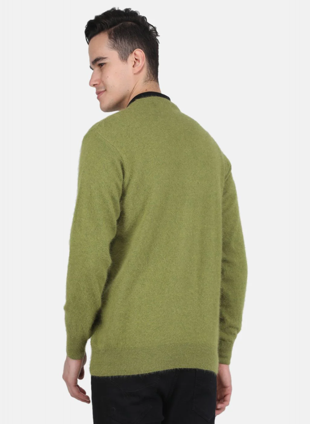 Men Olive Solid Pullover - Image 3