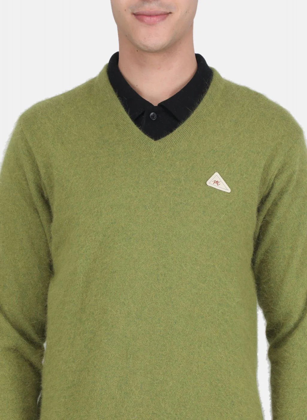 Men Olive Solid Pullover - Image 5