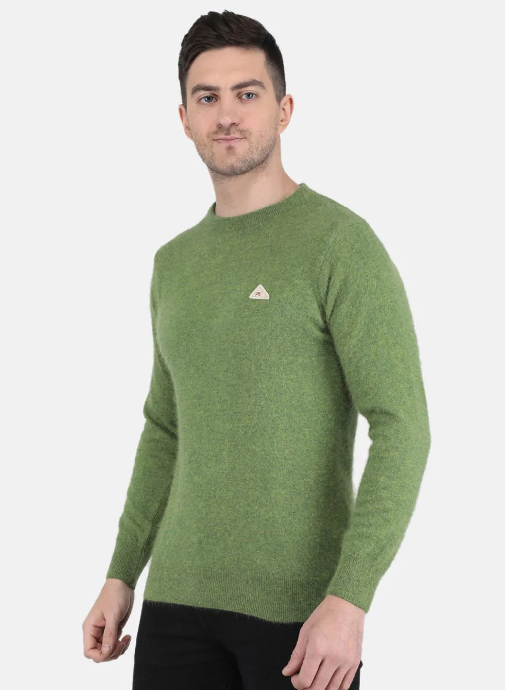 Men Olive Solid Pullover - Image 2