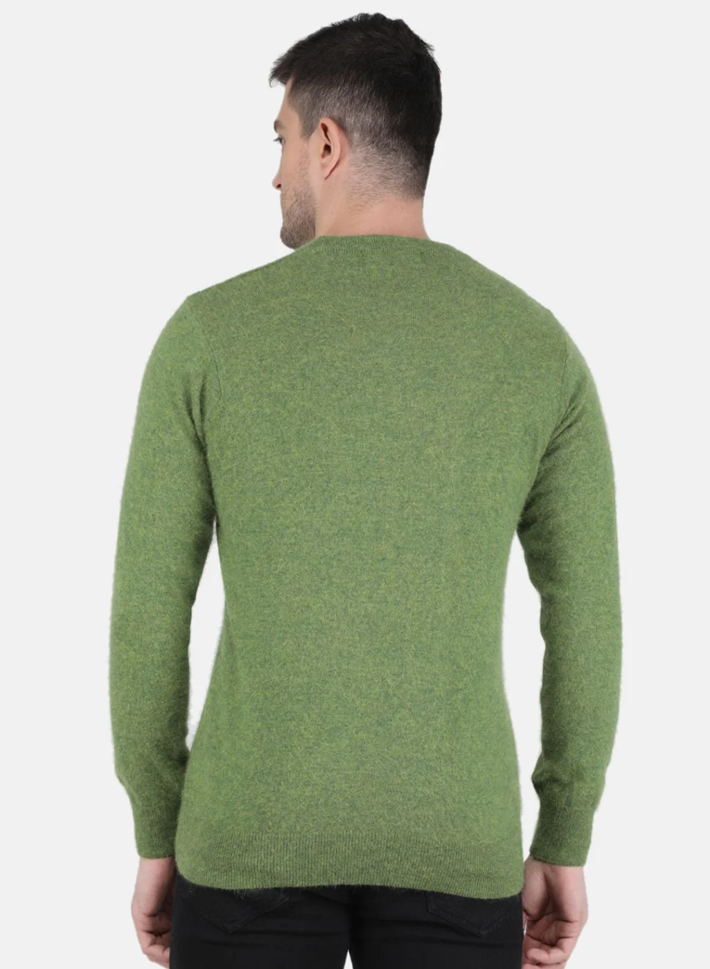 Men Olive Solid Pullover - Image 3