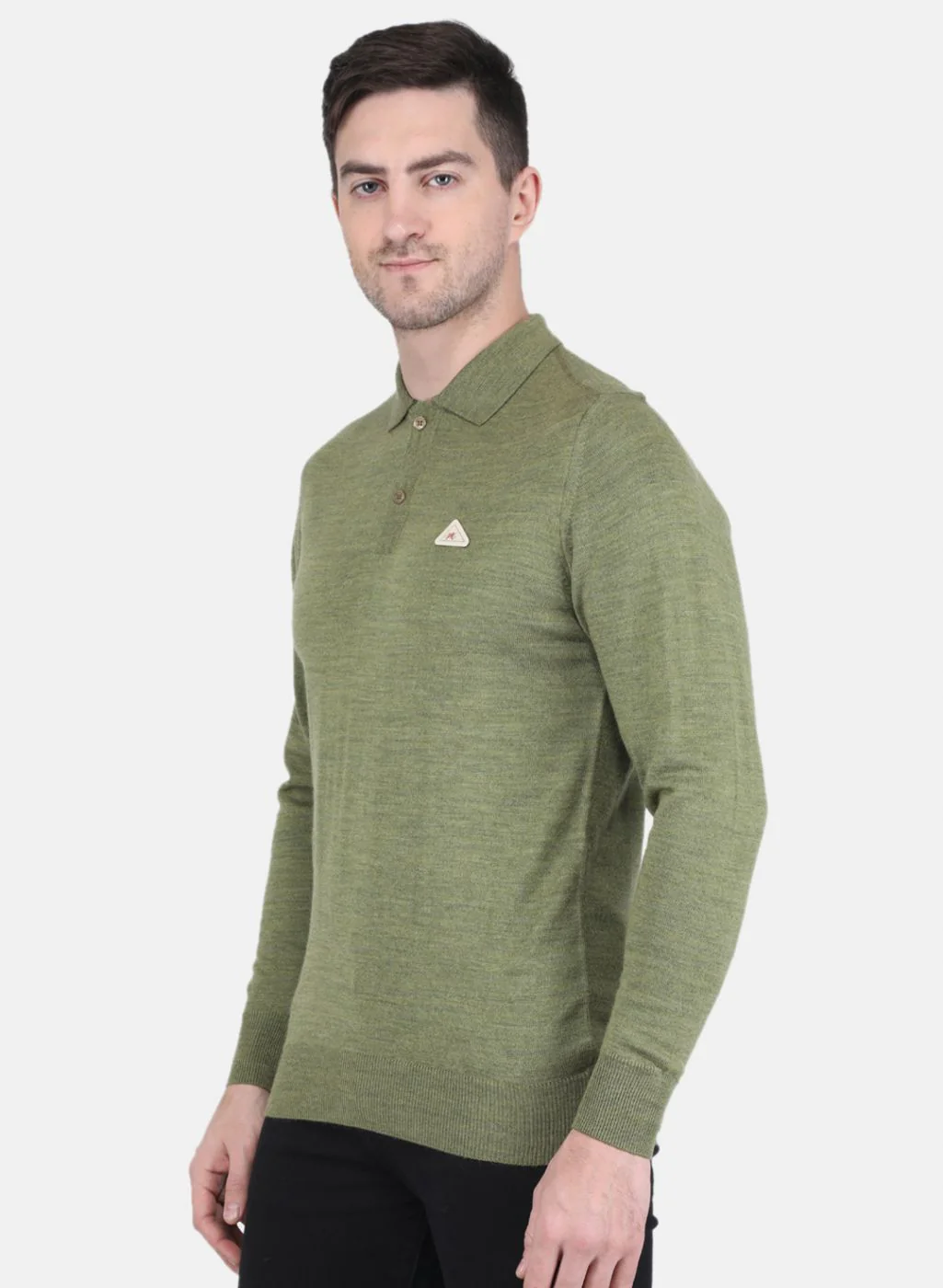 Men Olive Solid T-Shirt - Image 2