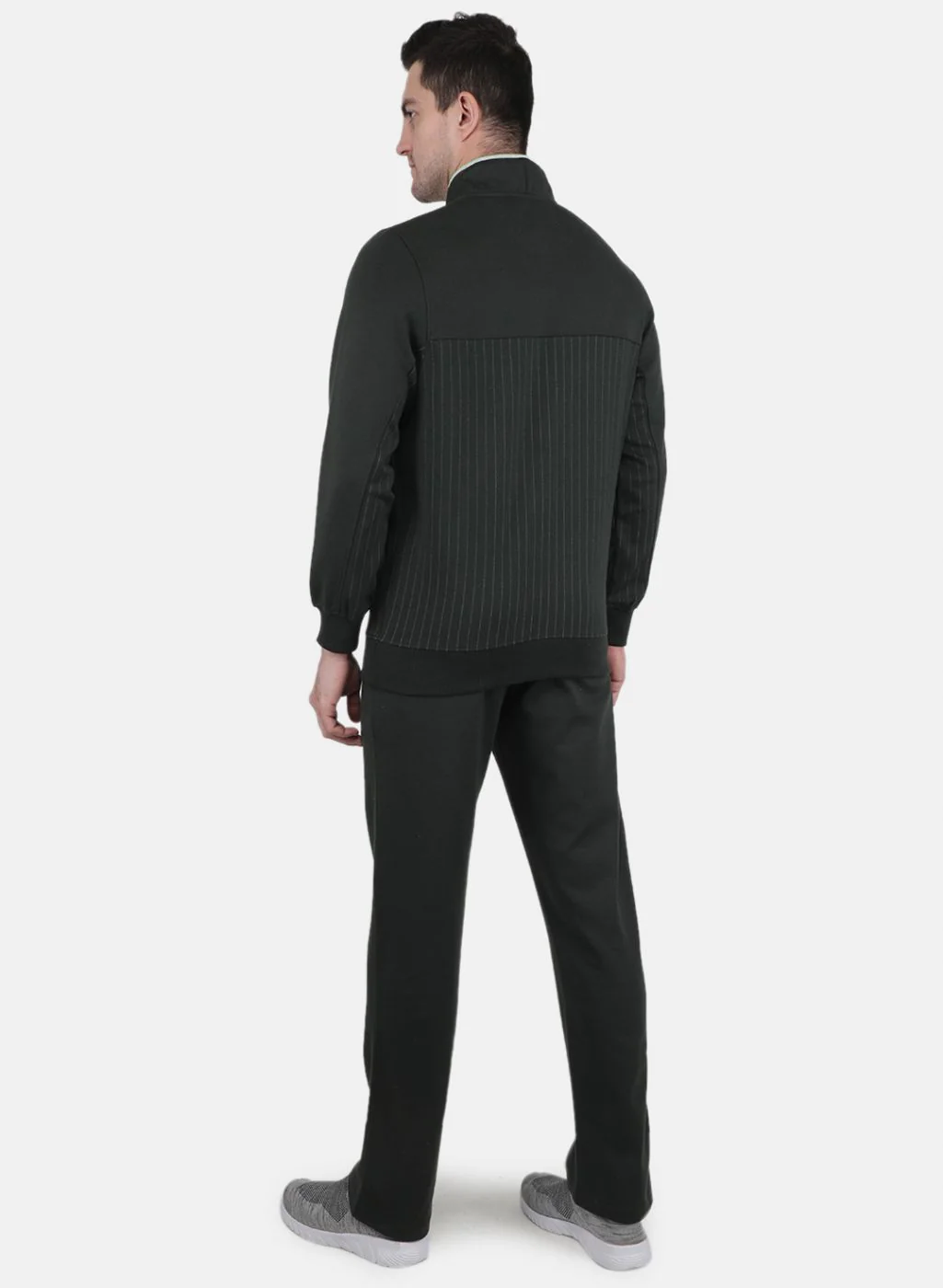 Men Olive Solid Tracksuit - Image 3
