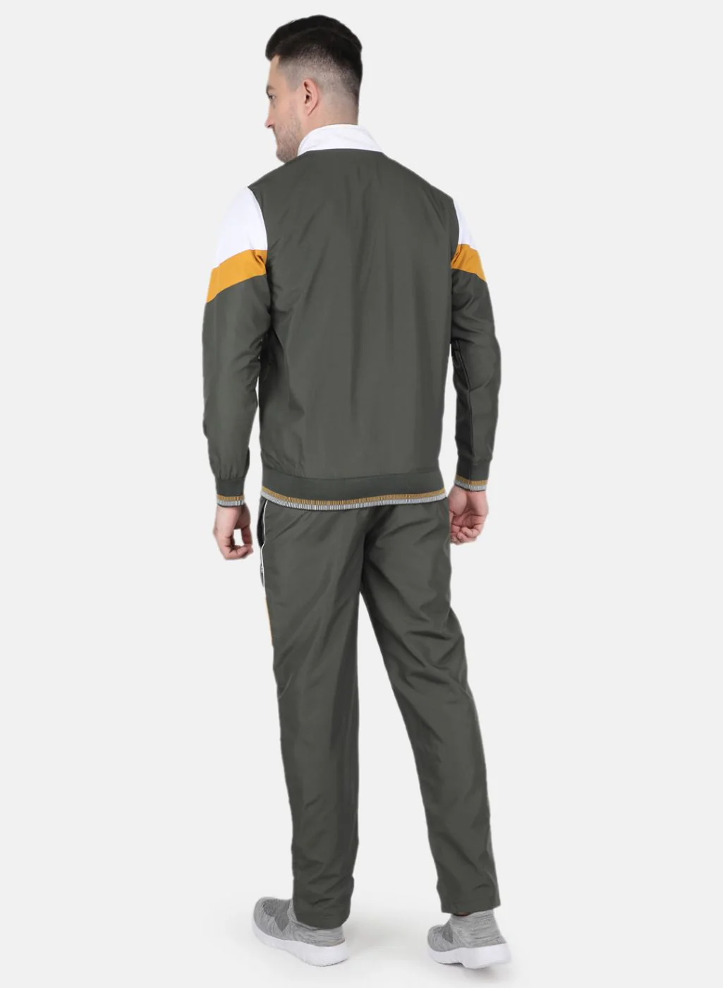 Men Olive Solid Tracksuit - Image 3