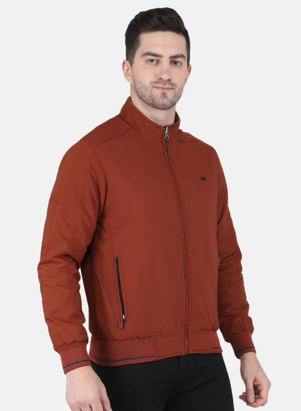 Men Orange Solid Jacket - Image 6