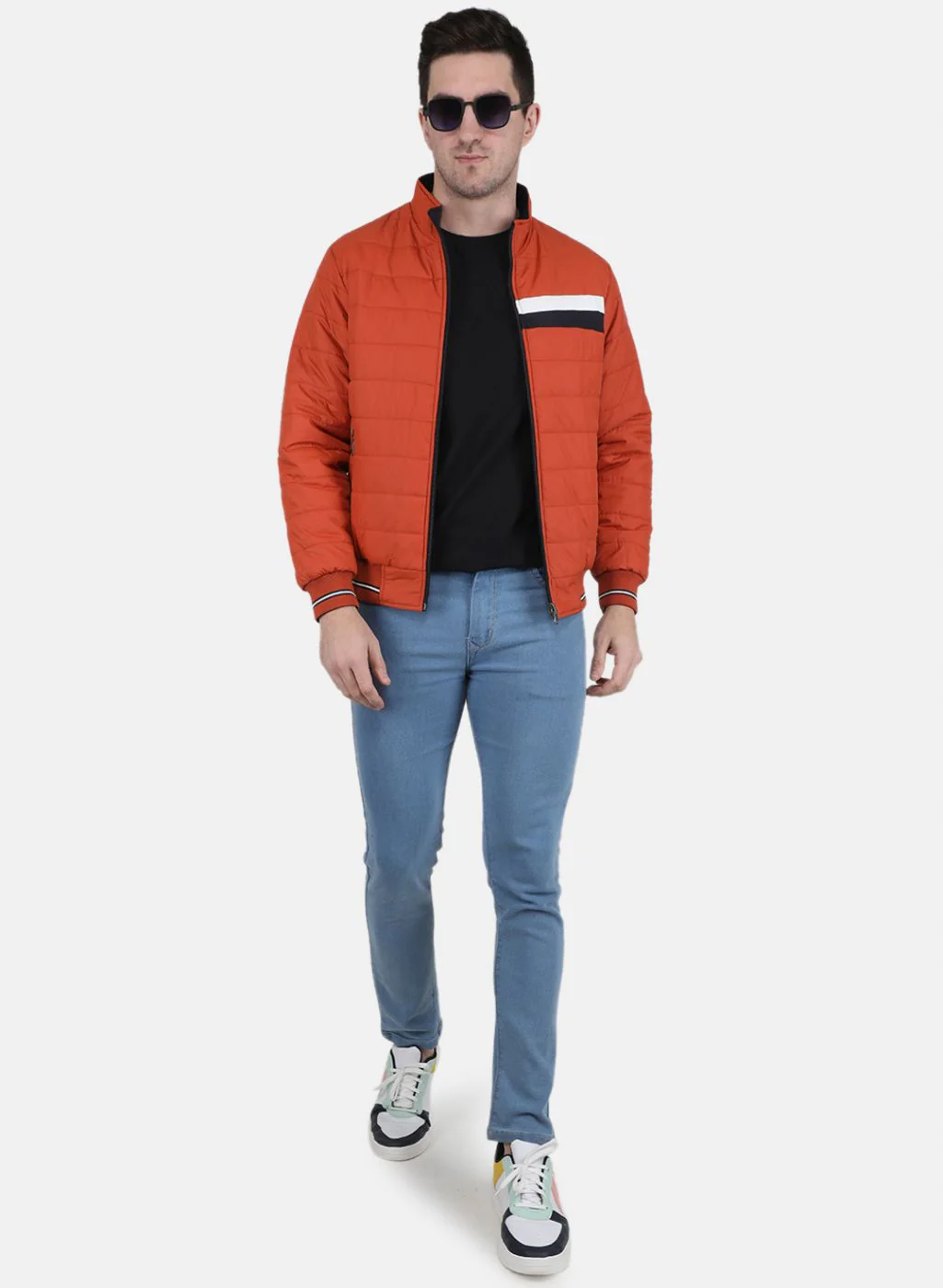 Men Orange Solid Jacket - Image 4