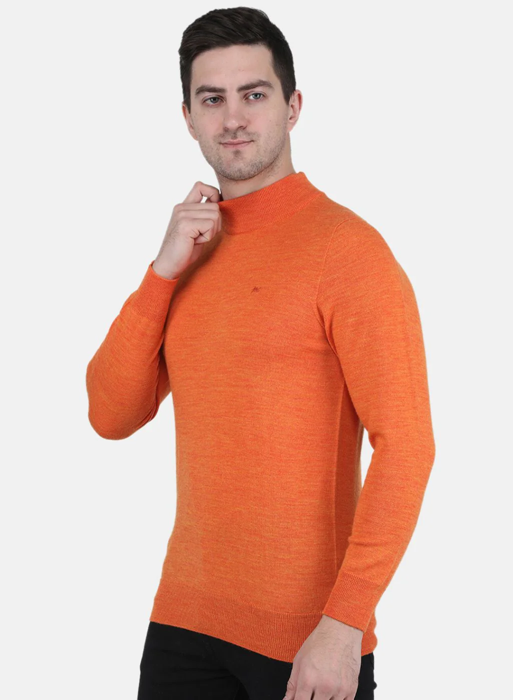 Men Orange Solid Pullover - Image 2