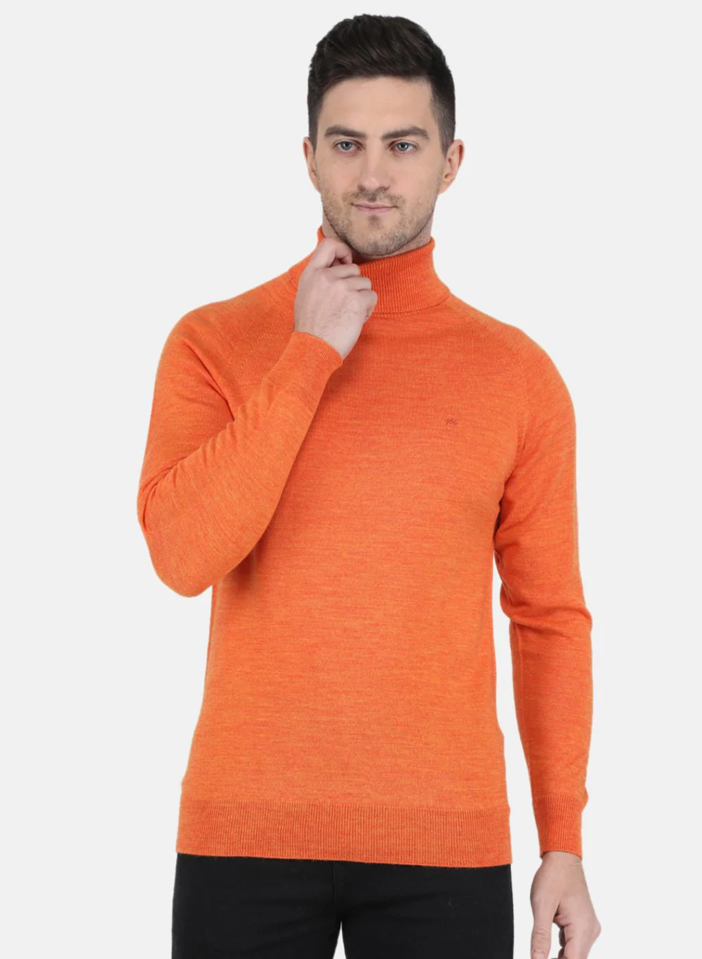Men Orange Solid Pullover