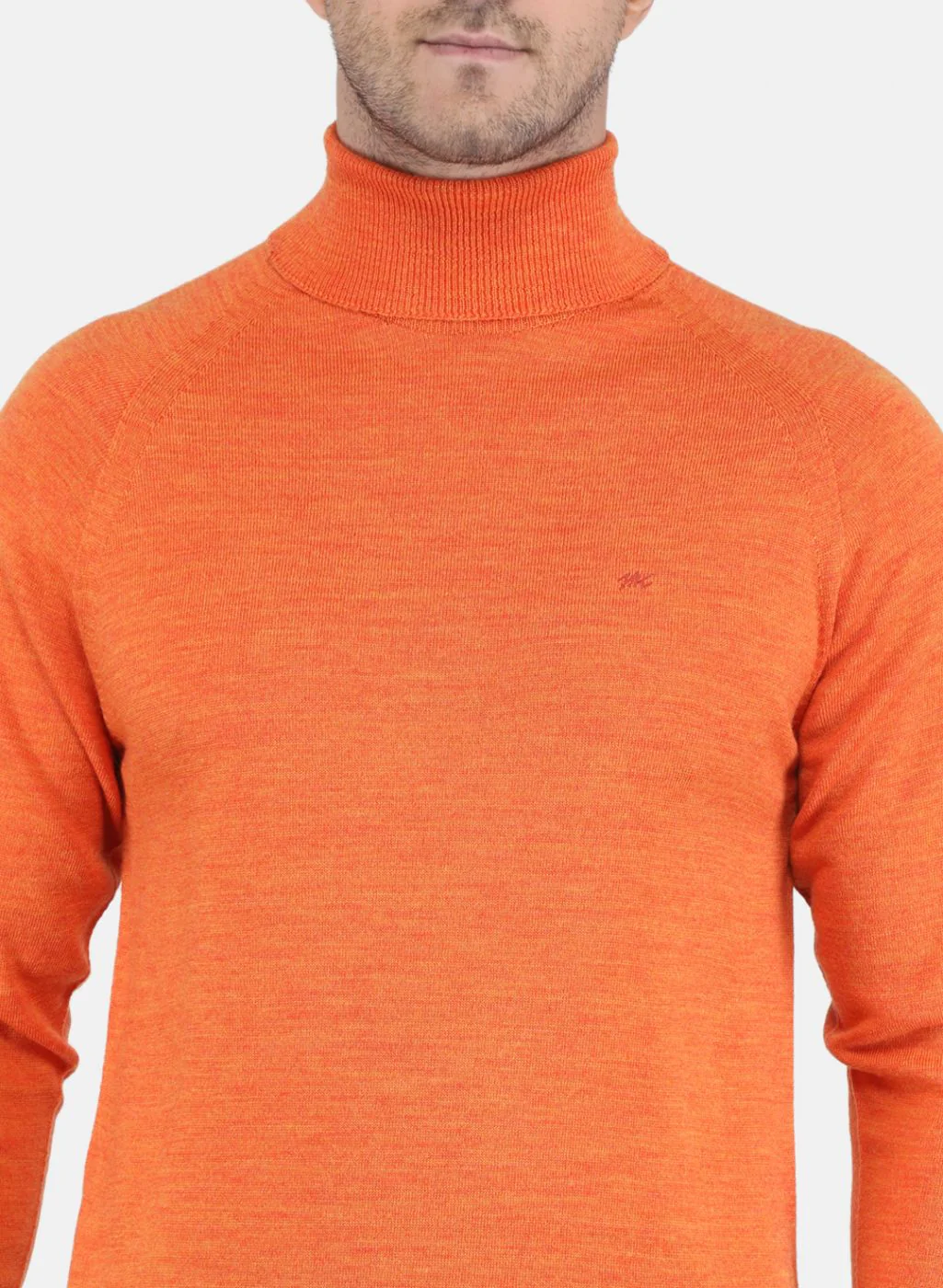 Men Orange Solid Pullover - Image 5