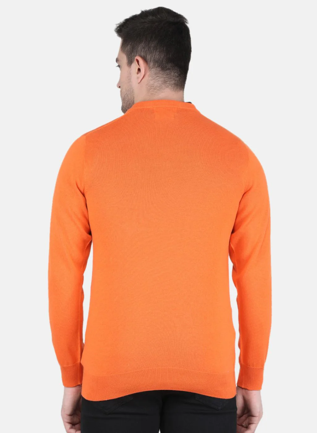 Men Orange Solid Pullover - Image 3