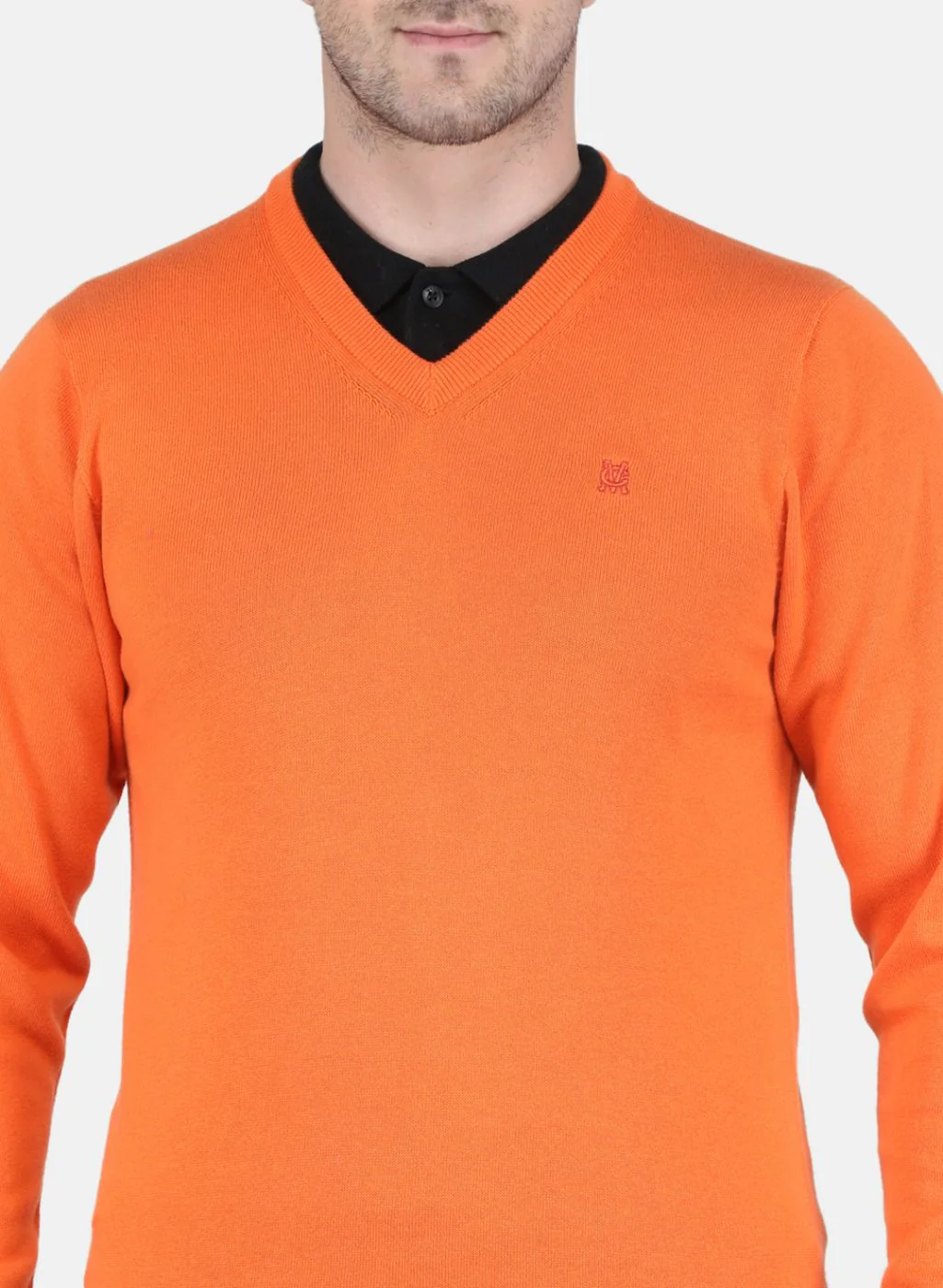 Men Orange Solid Pullover - Image 5