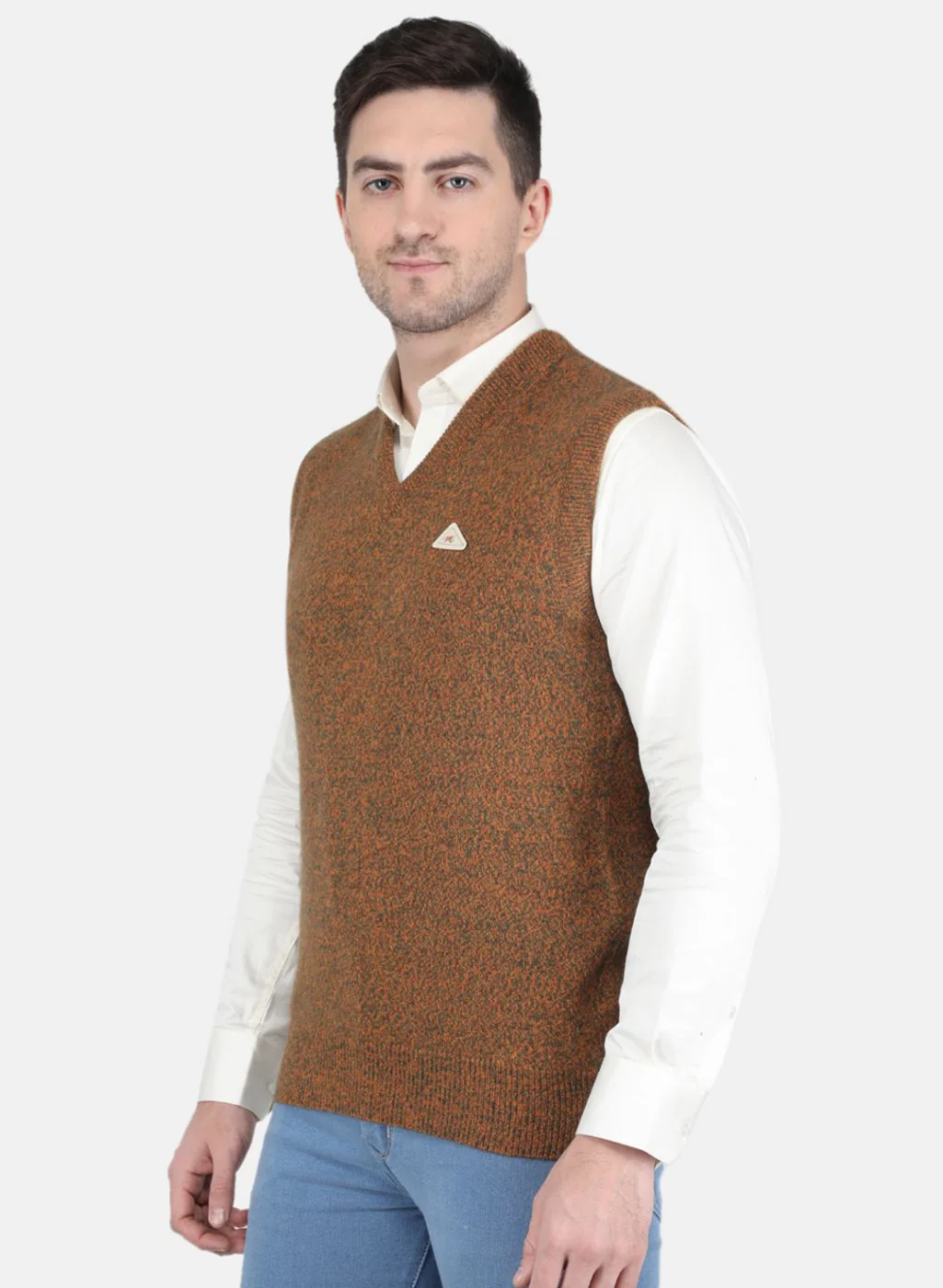 Men Orange Solid Sweater - Image 2