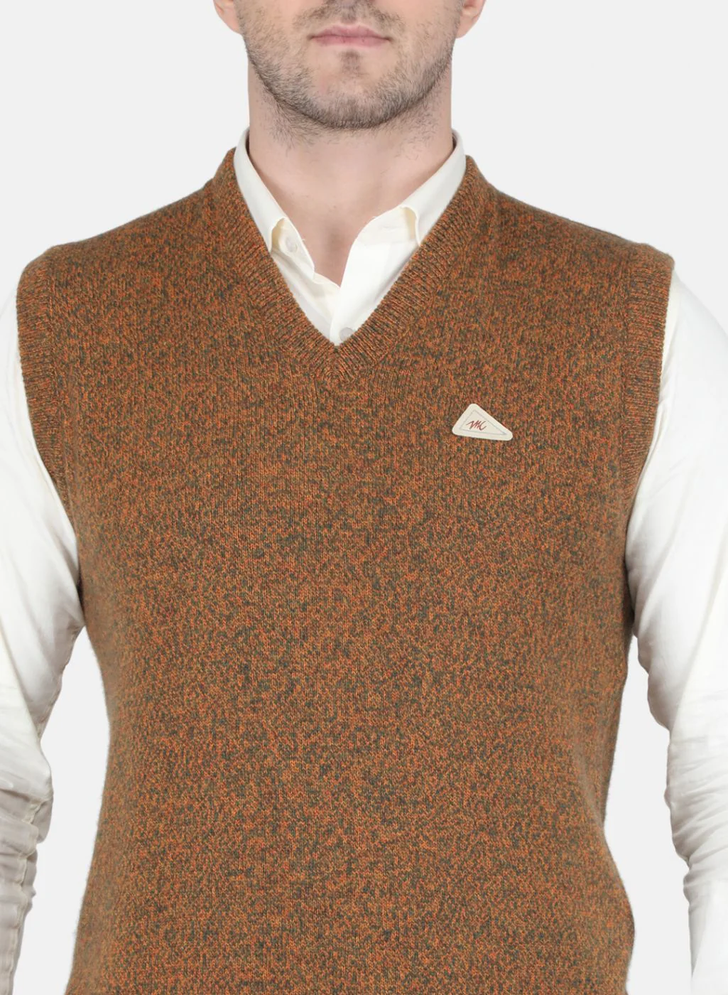 Men Orange Solid Sweater - Image 5