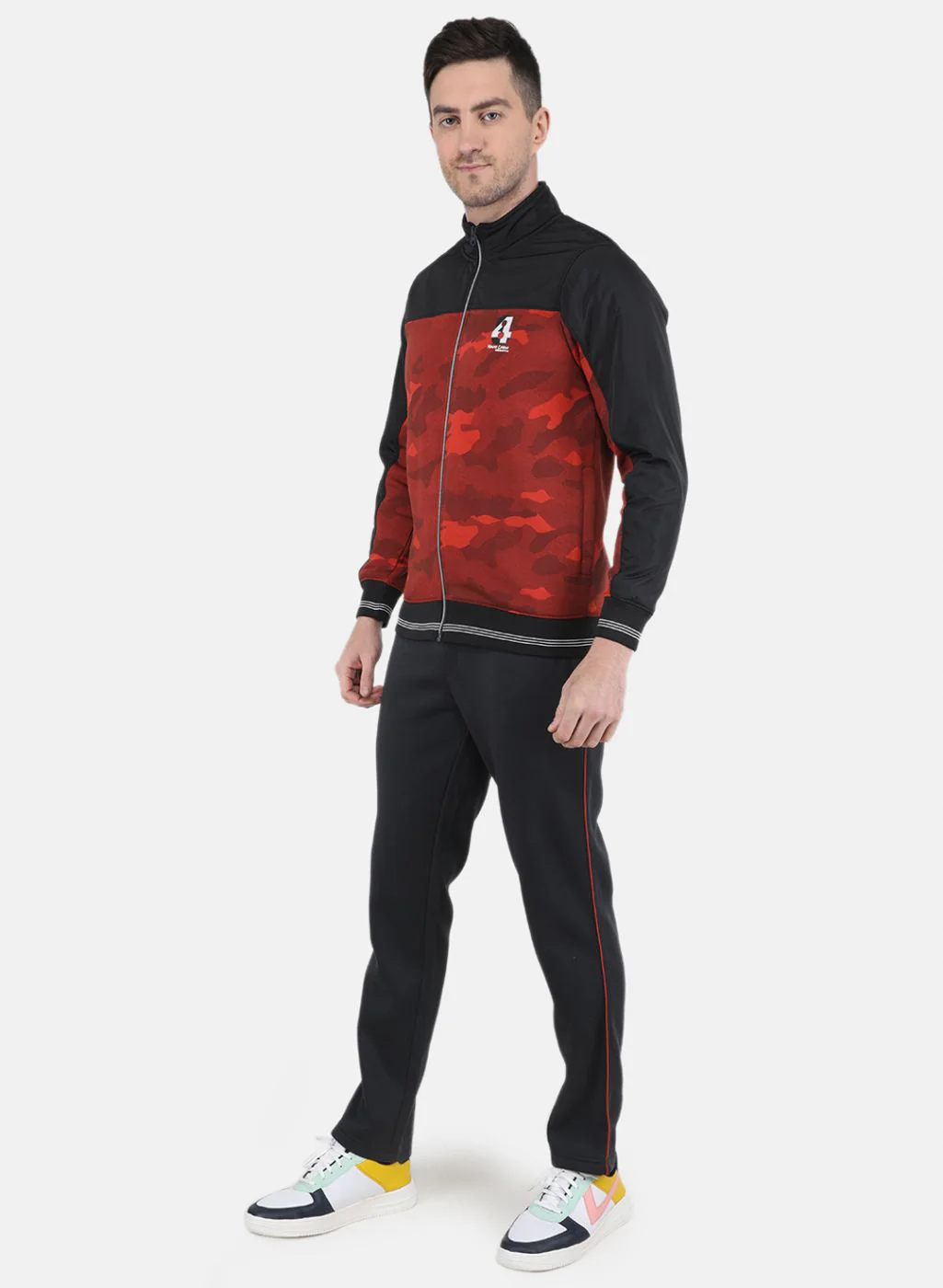 Men Orange Solid Tracksuit - Image 2