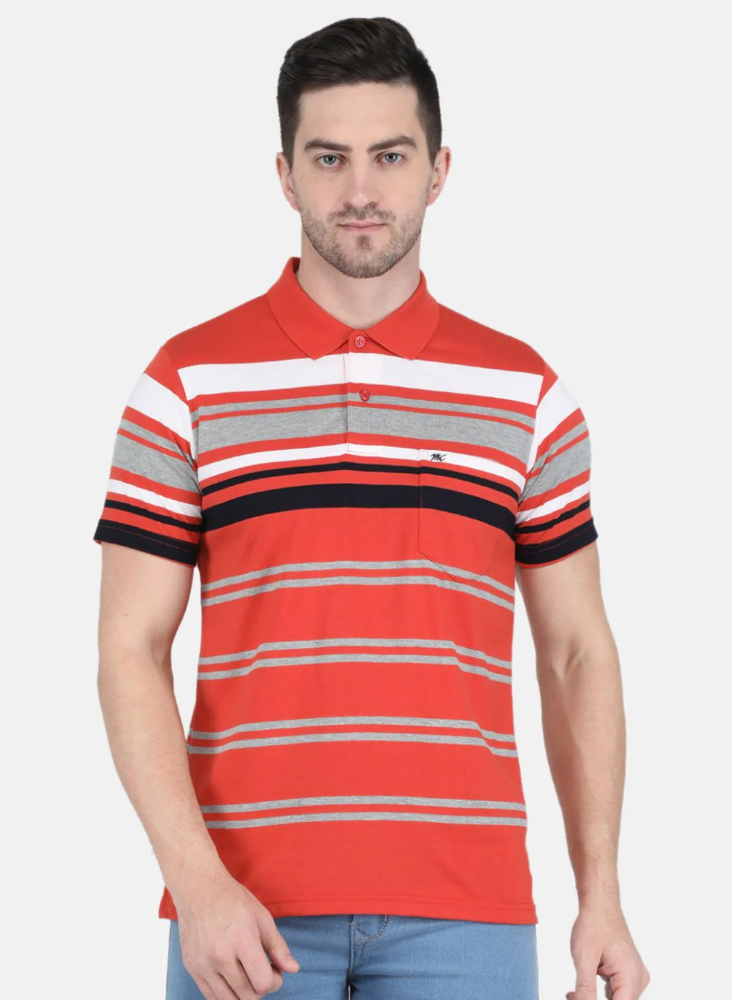 Men Orange Stripe T-Shirt