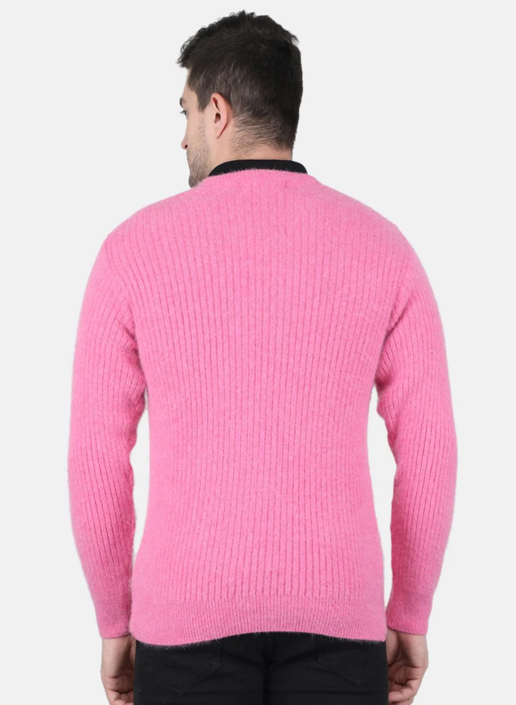 Men Pink Solid Pullover - Image 3