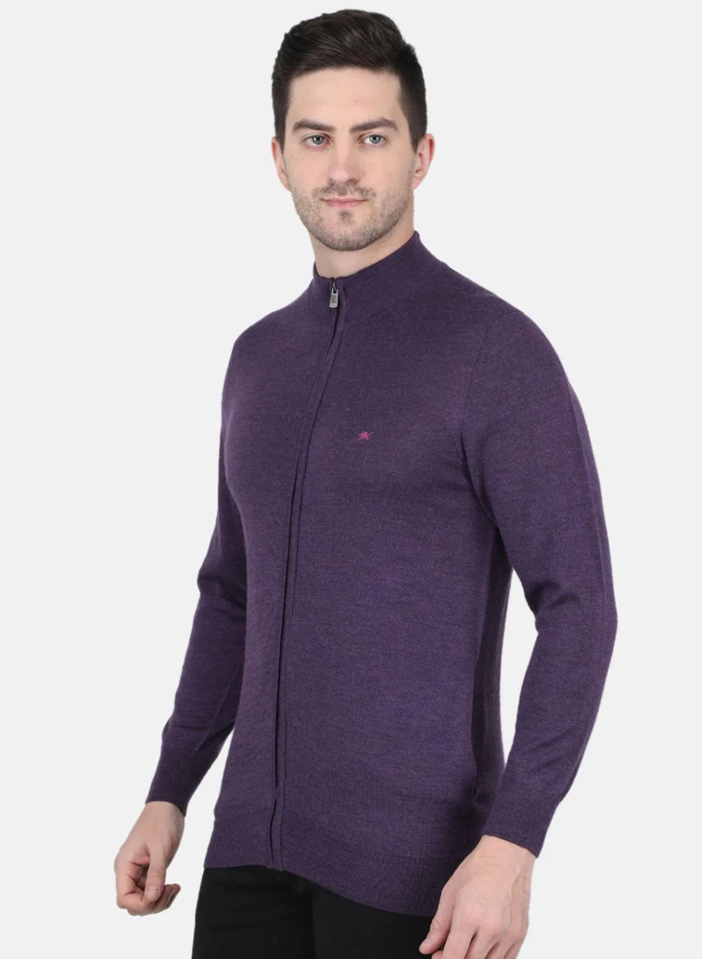 Men Purple Solid Pullover - Image 2