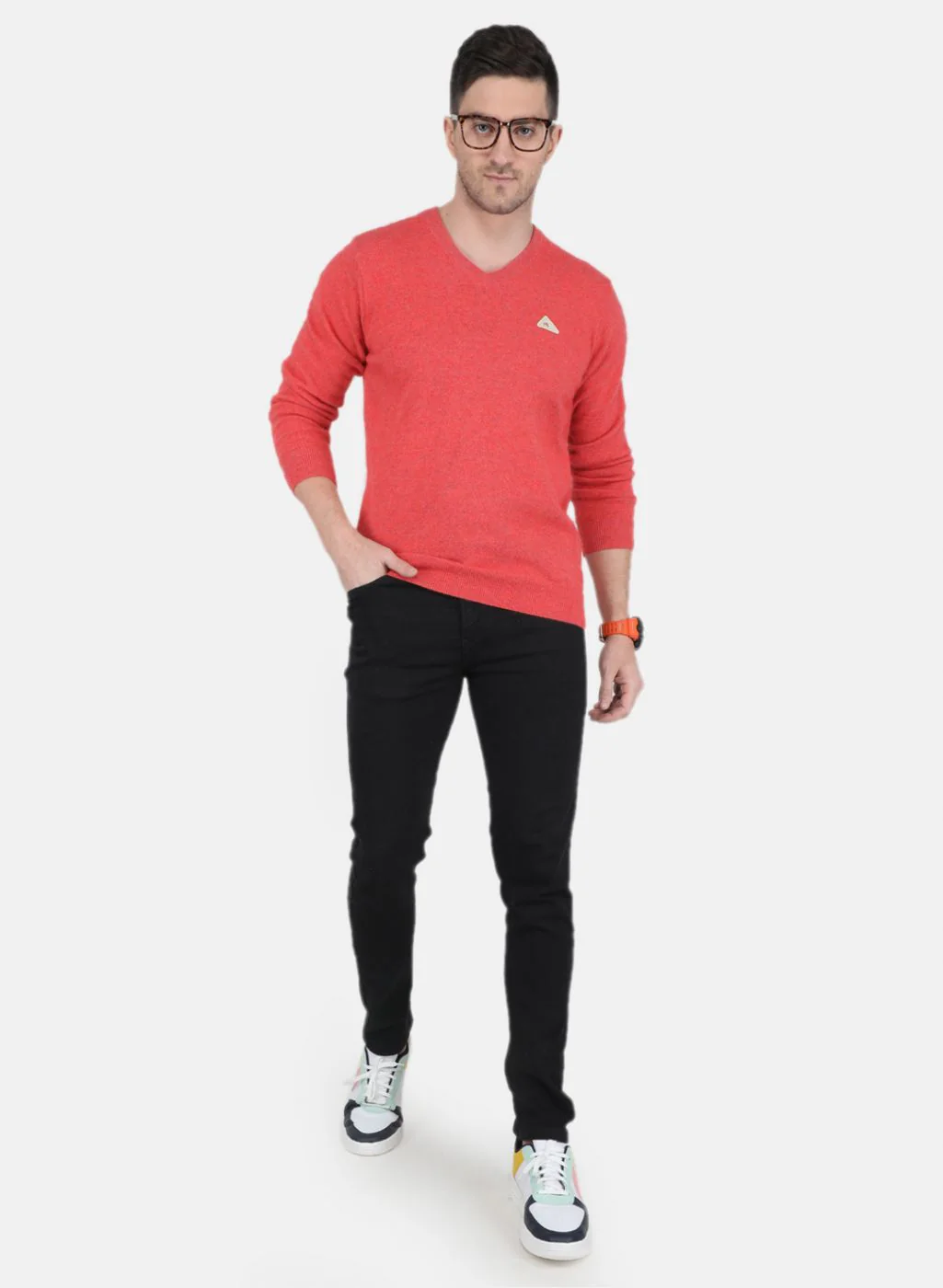 Men Red Solid Pullover - Image 4