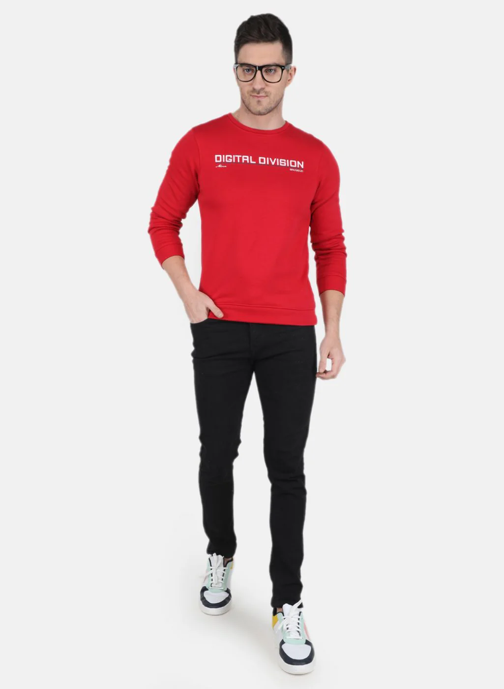 Men Red Solid Sweatshirt - Image 4