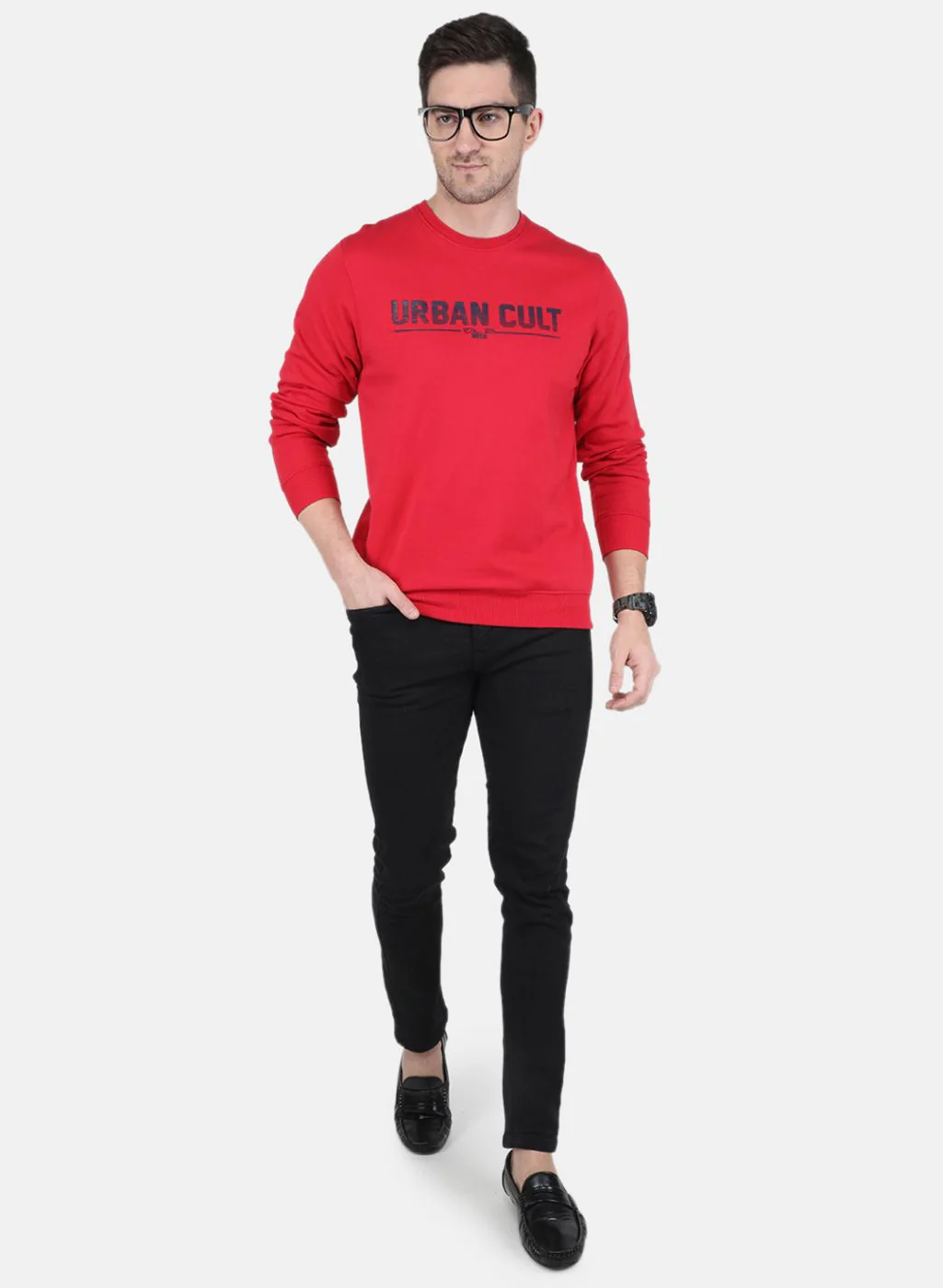 Men Red Solid Sweatshirt - Image 4