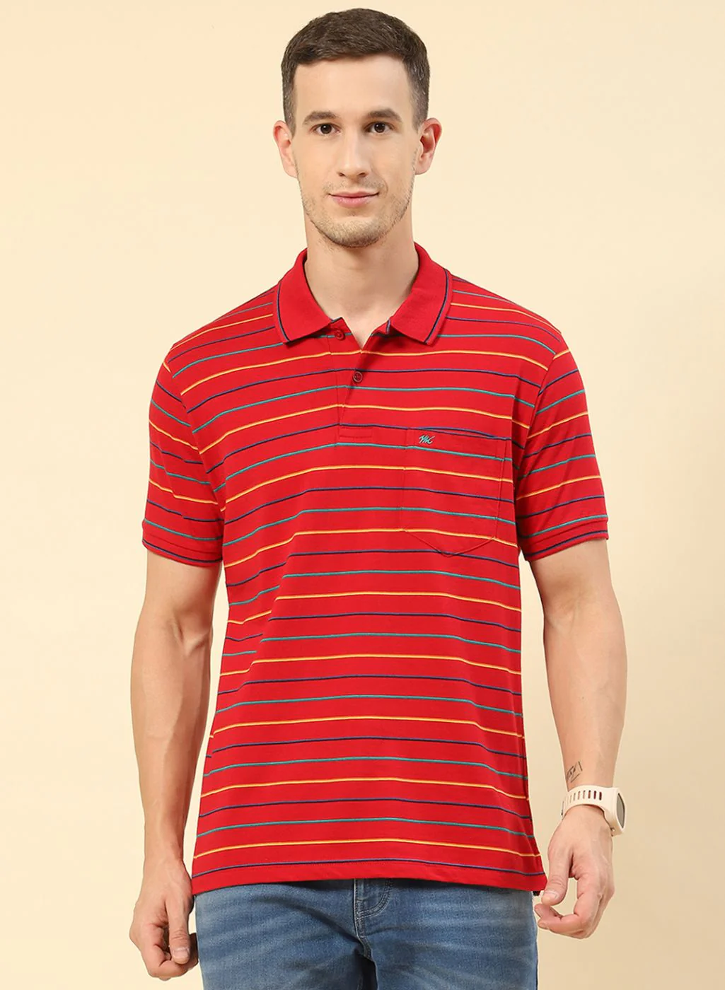 Men Red Stripe T-Shirt