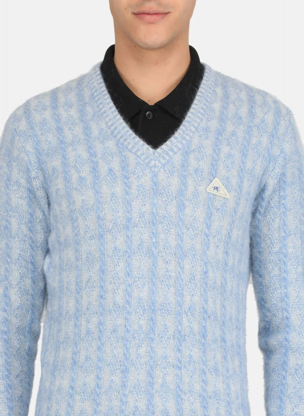 Men Sky Blue Jaquard Pullover - Image 5