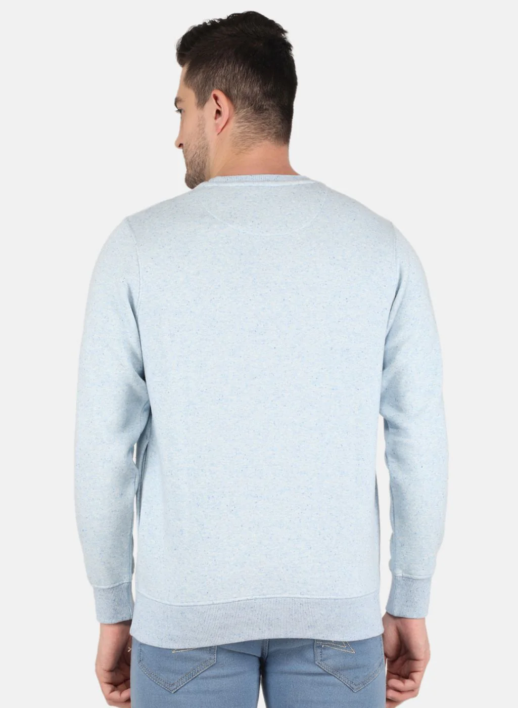Men Sky Blue Jaquard Sweatshirt - Image 3