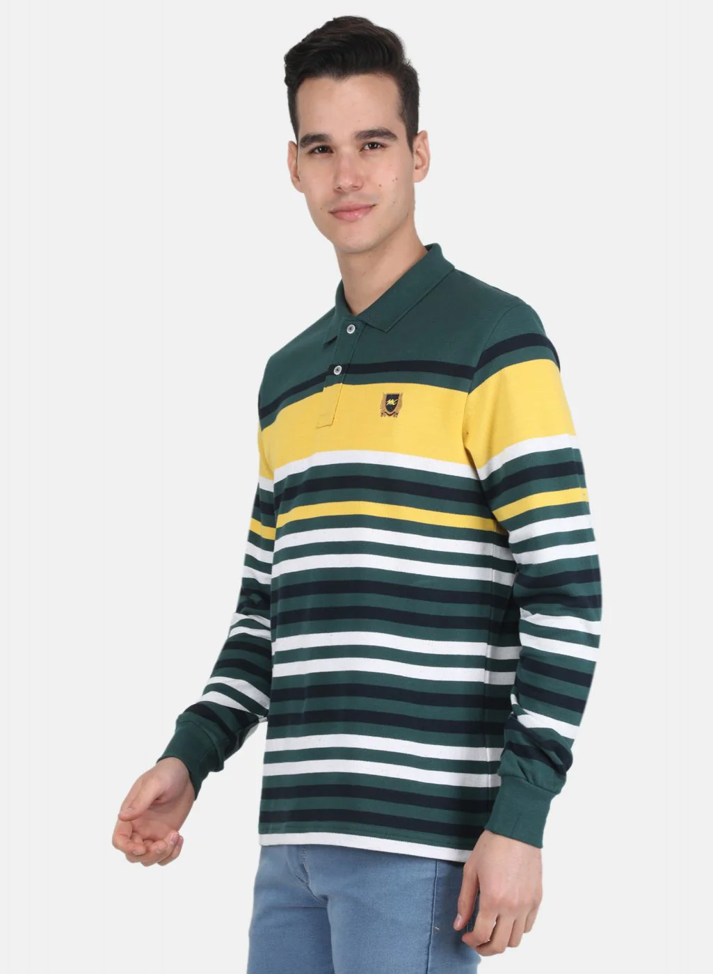 Men Teal Blue Stripe T-Shirt - Image 2