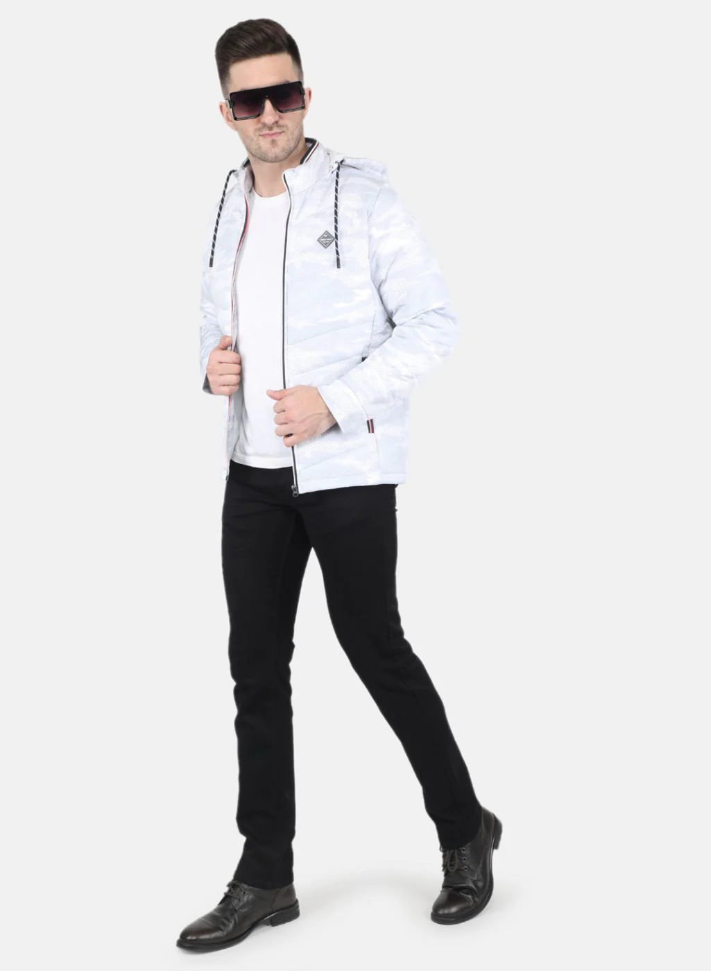 Men White Printed Jacket - Image 4