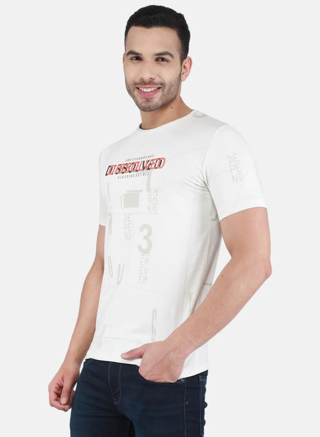 Men White Printed T-Shirt - Image 2