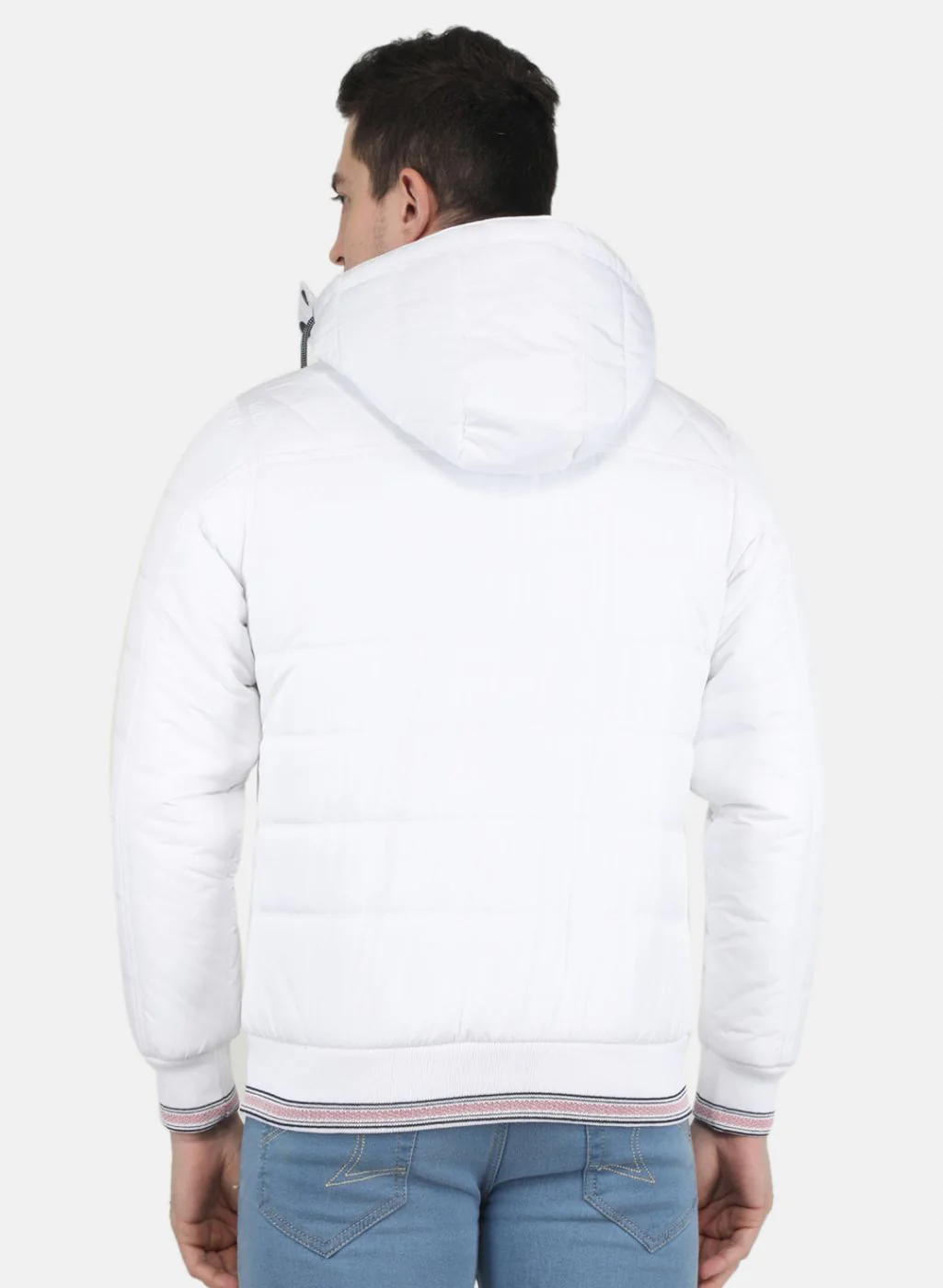 Men White Solid Jacket - Image 3