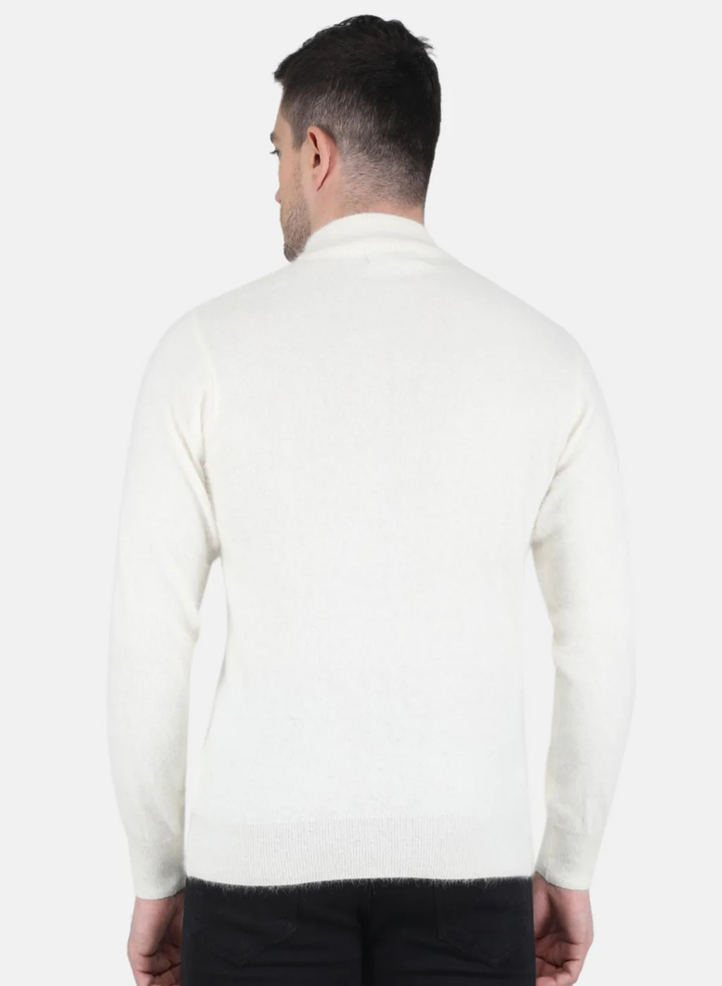 Men White Solid Pullover - Image 3