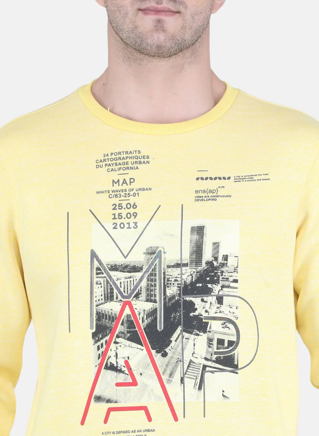 Men Yellow Jaquard Sweatshirt - Image 5