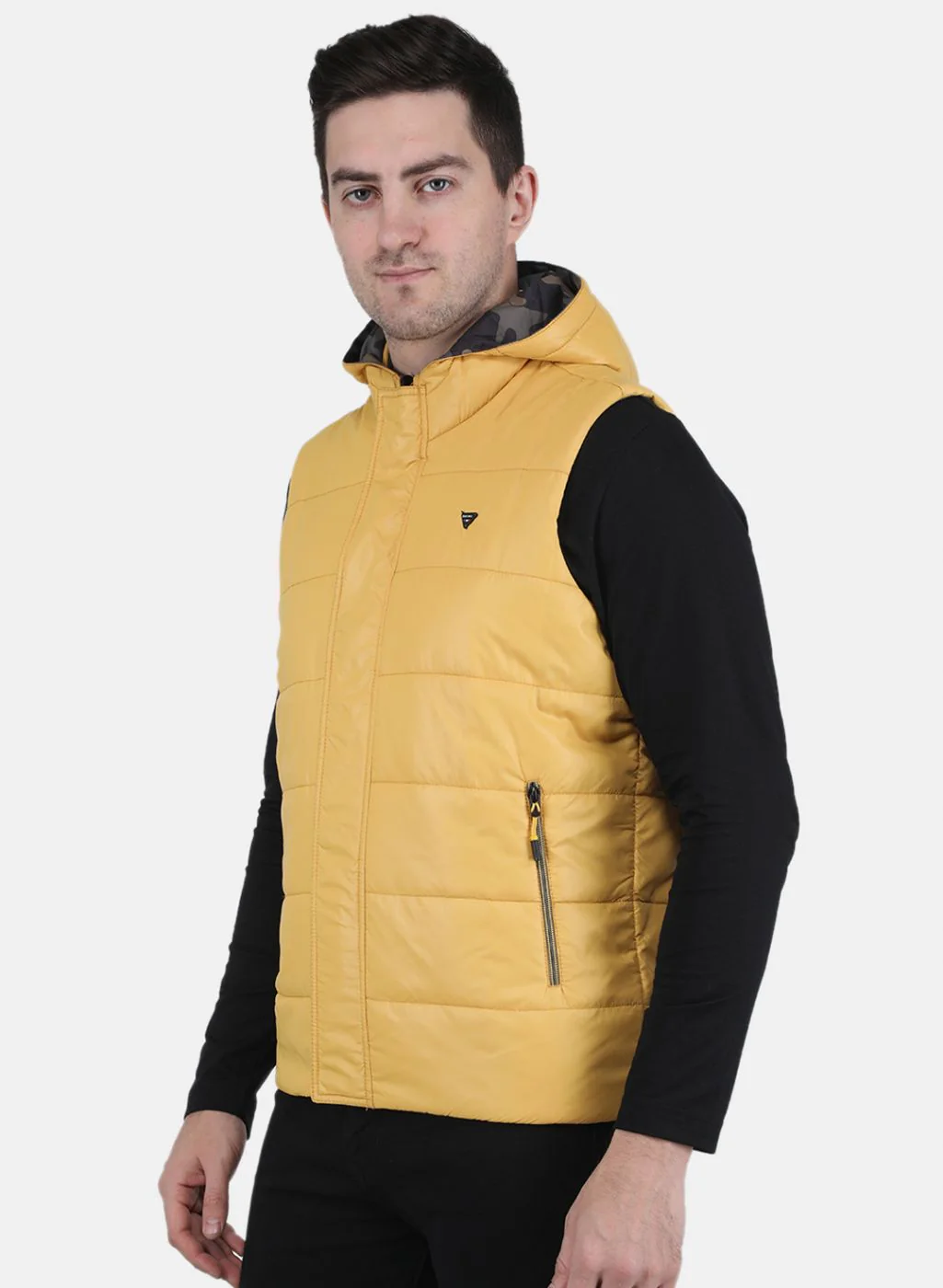 Men Yellow Solid Jacket - Image 2