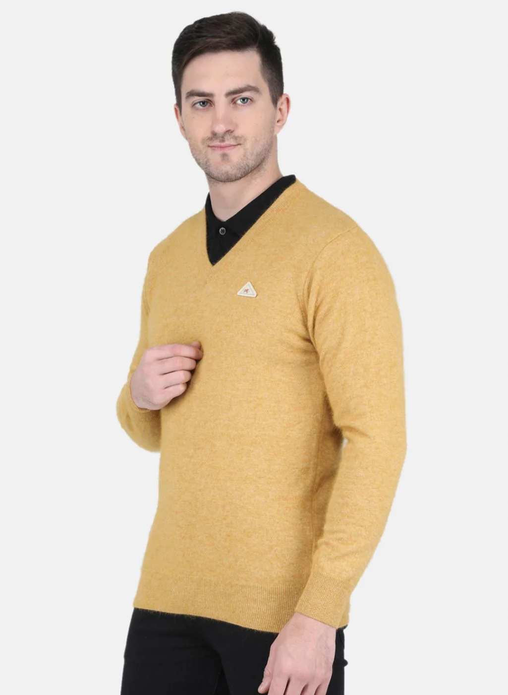 Men Yellow Solid Pullover - Image 2