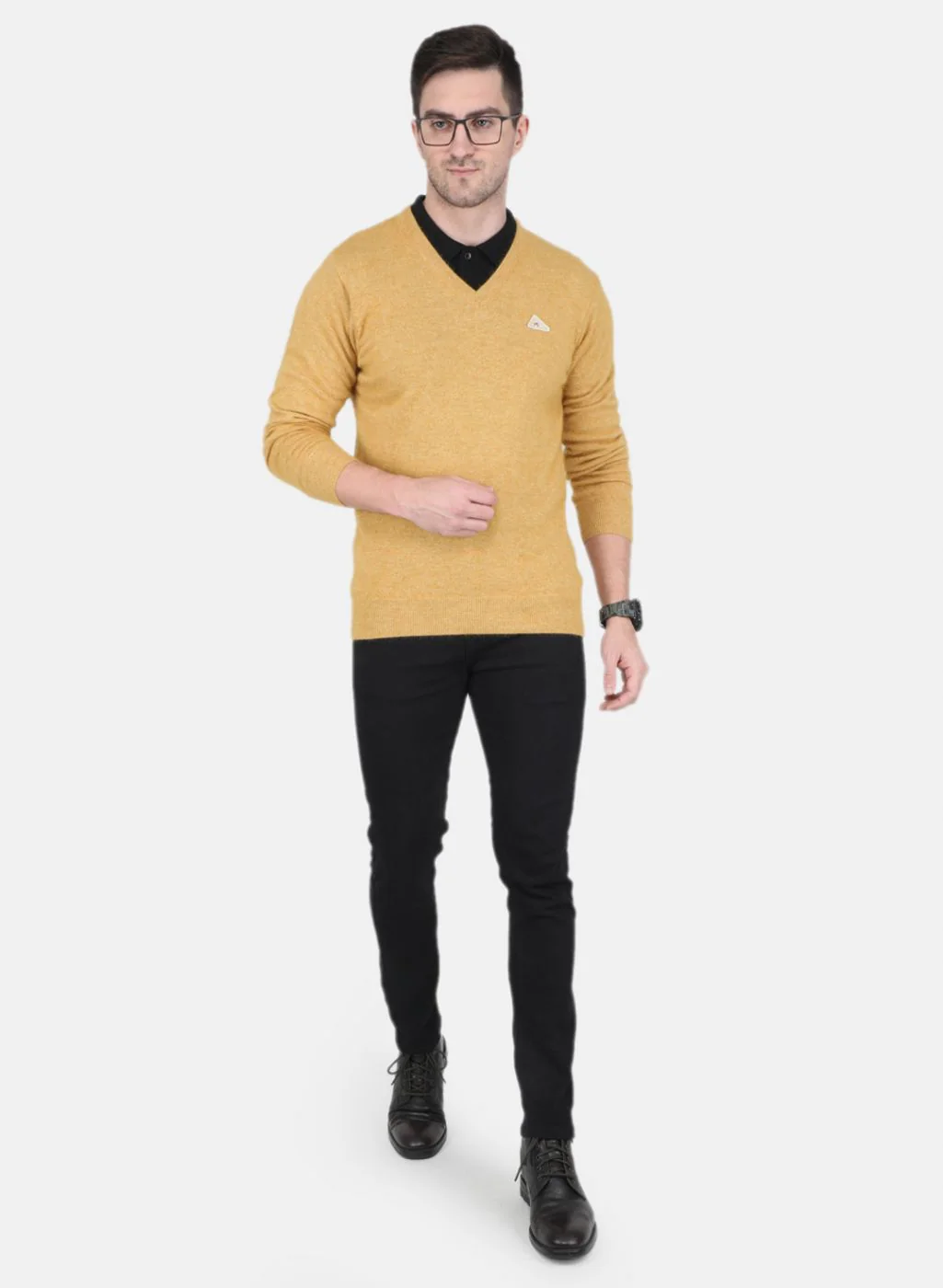 Men Yellow Solid Pullover - Image 4