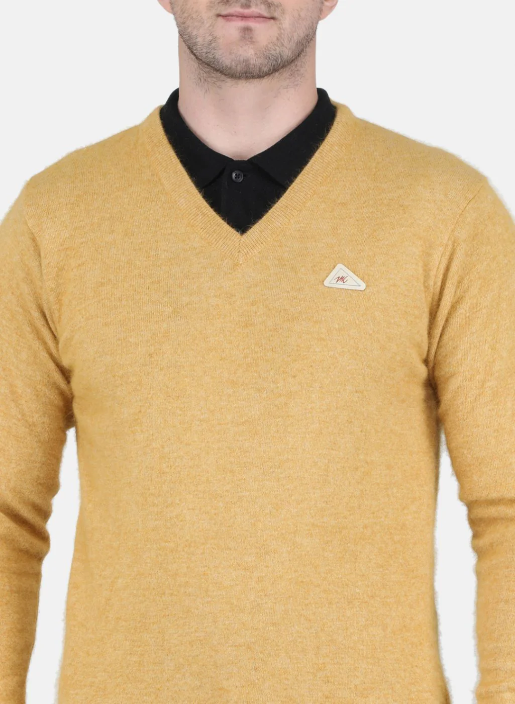 Men Yellow Solid Pullover - Image 5