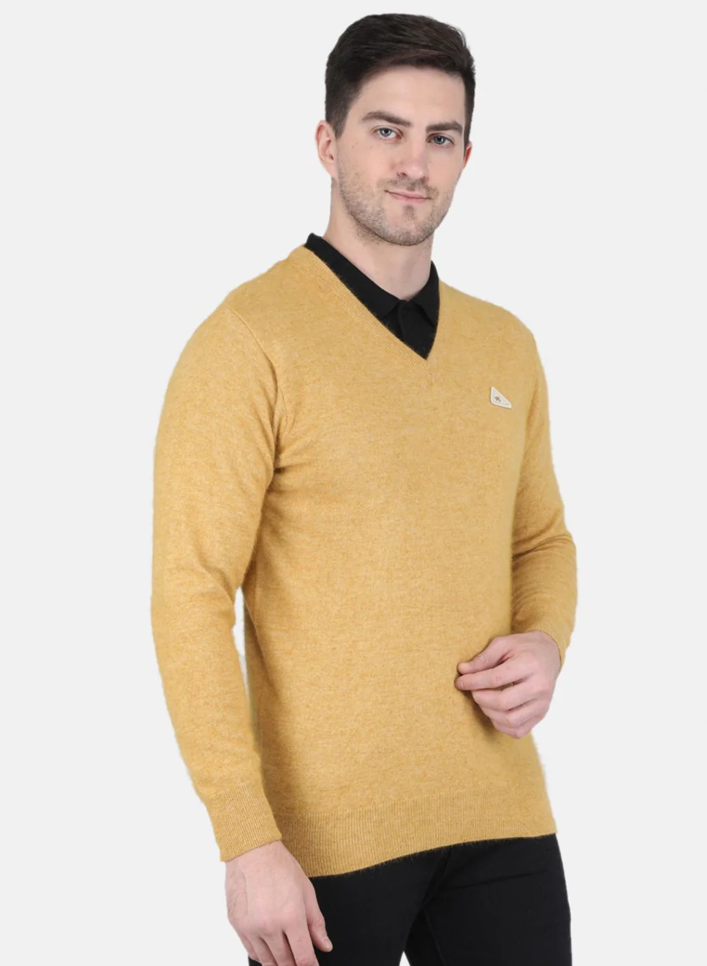 Men Yellow Solid Pullover - Image 6