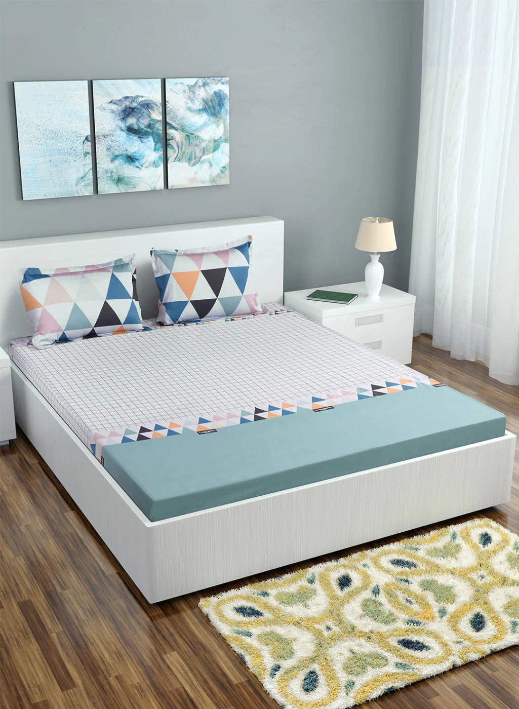 Multi Color 128/68 TC Bedsheet with 2 Pillow Covers