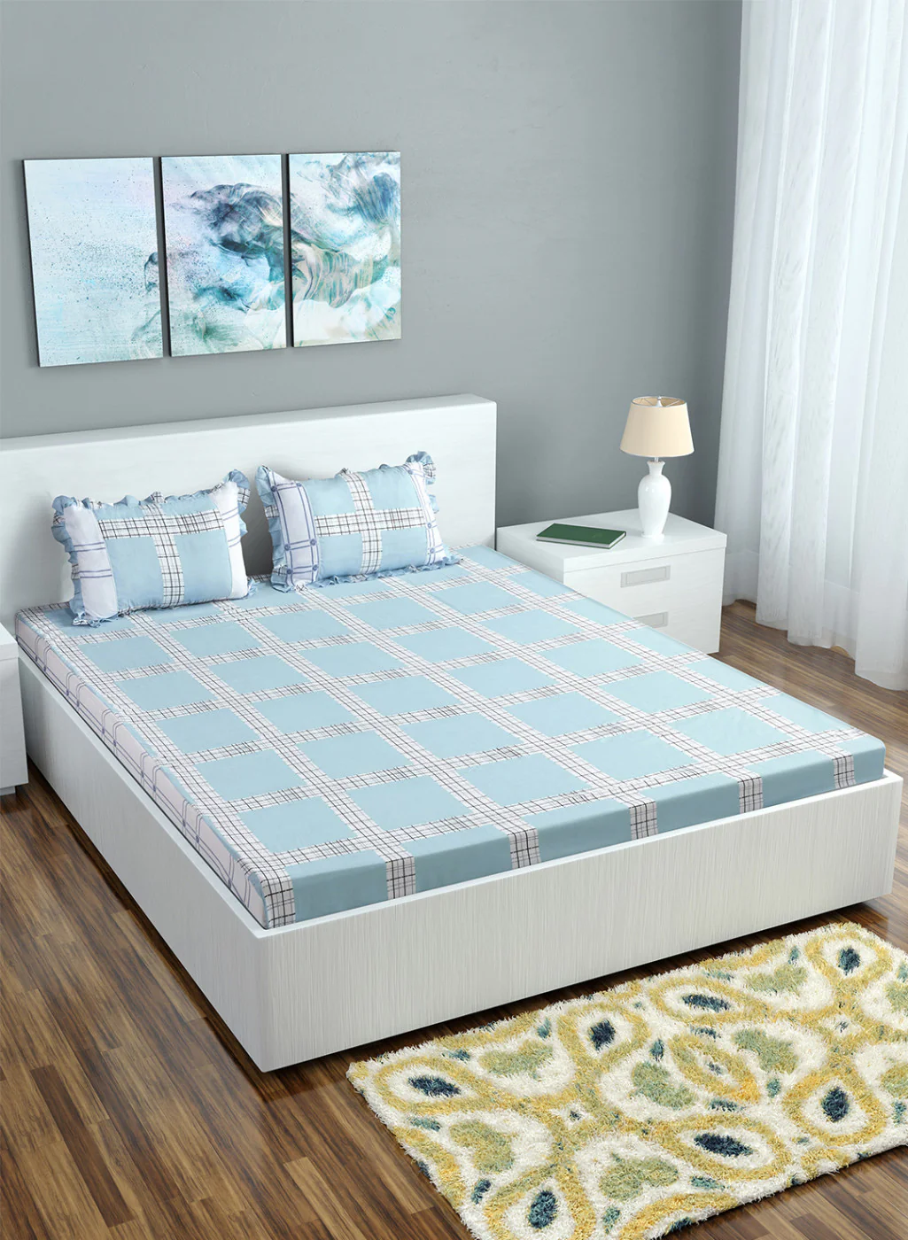 Multi Color 130 GSM Bedsheet with 2 Pillow Covers