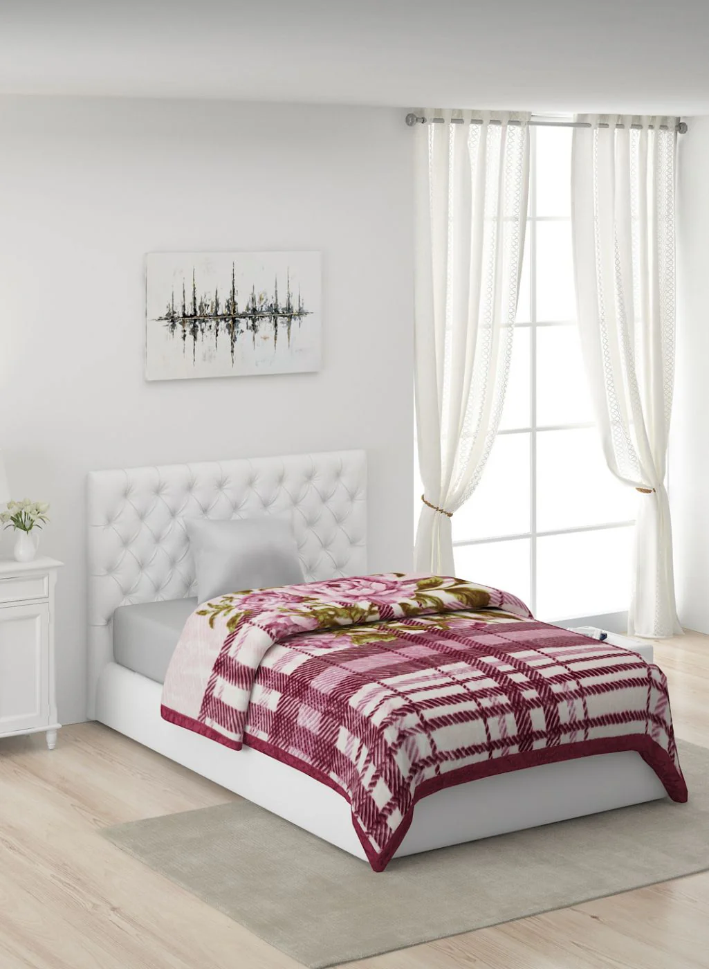 Printed Mink Single Blanket for Heavy Winter -1 Ply - Image 2