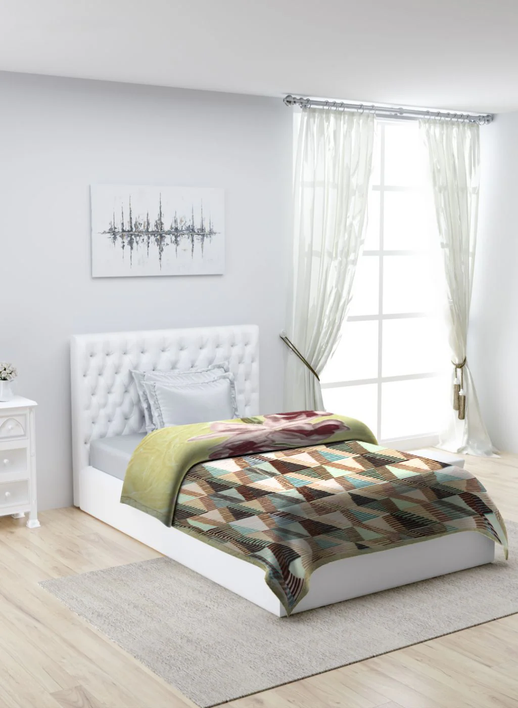 Printed Mink Single Blanket for Heavy Winter -2 Ply - Image 2