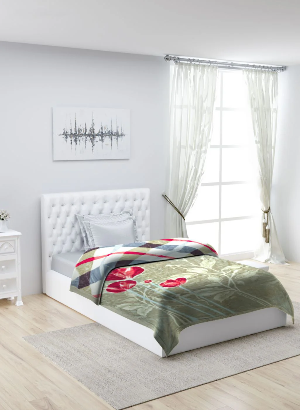 Printed Mink Single Blanket for Heavy Winter -2 Ply - Image 2