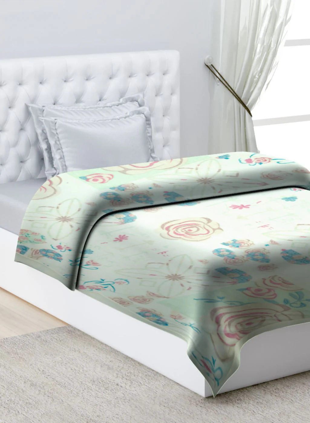 Printed Mink Single Blanket for Mild Winter - 2 Ply