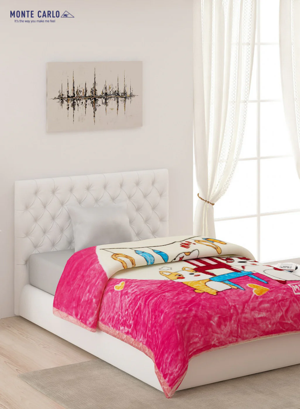 Single Bed Multicolor Mink Blanket - 2 Ply