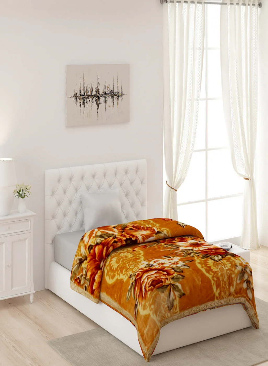 Single Bed Multicolor Mink Blanket - 2 Ply