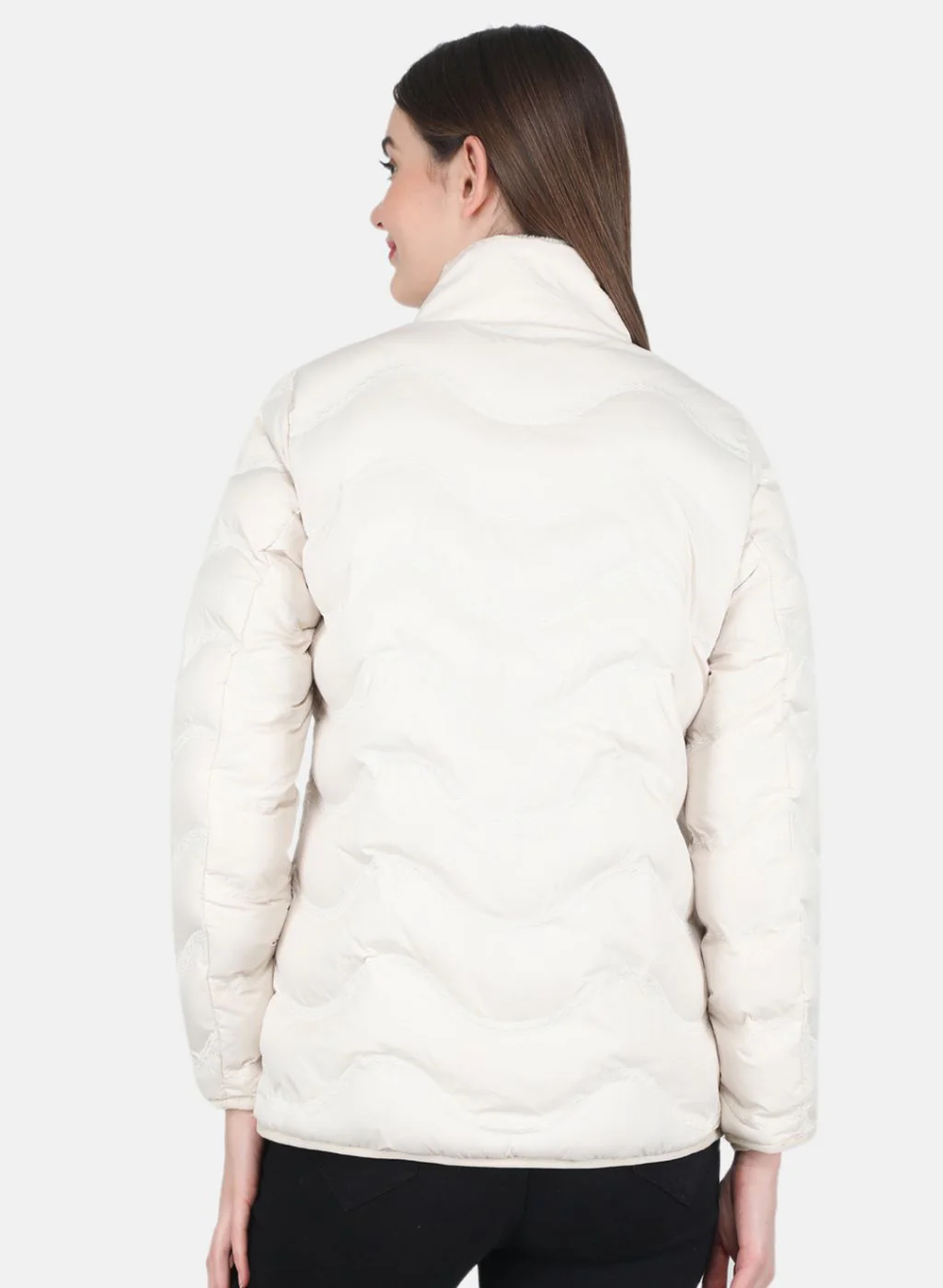 Women Beige Embroidered Jacket - Image 3