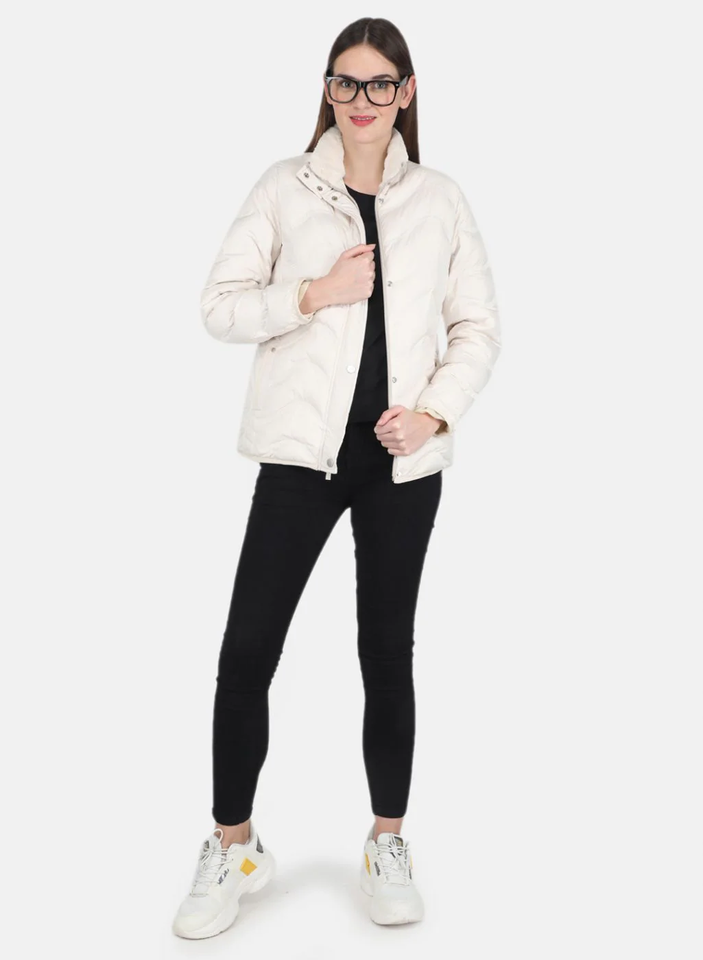 Women Beige Embroidered Jacket - Image 4